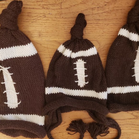 Football knitted ski cap set of three MOM DAD BABY NEW NEW alpaca fiber - Picture 3 of 6